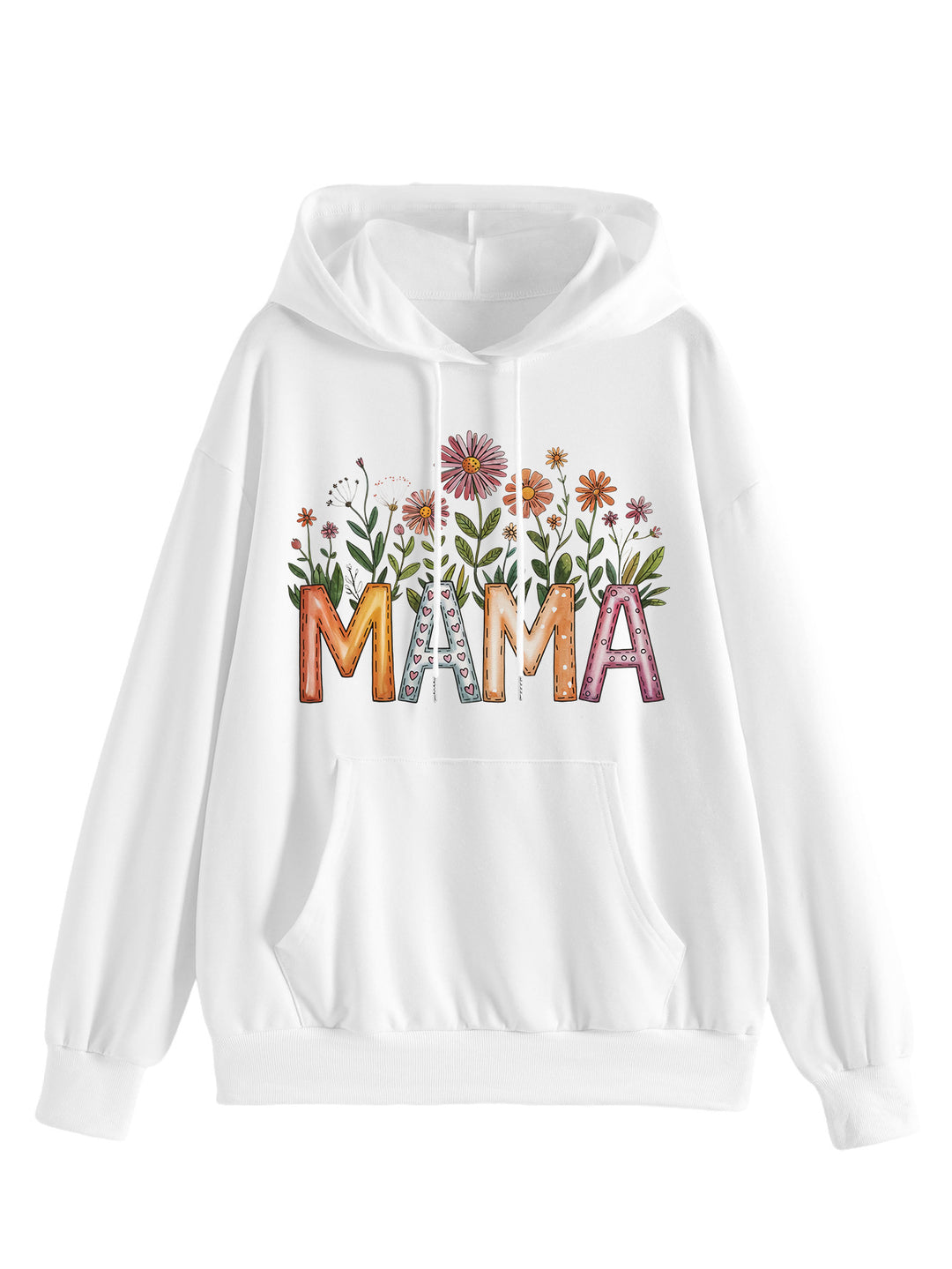 Dame hoodie med blomstertrykk og inspirerende tekst Skjora
