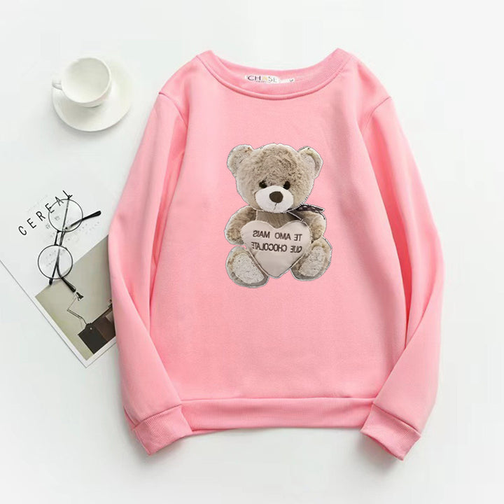 Damegen Sweatshirt med brodert bjørnemotiv Skjora