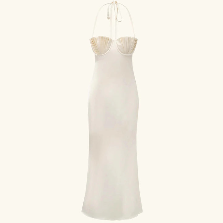Damen Abendkleid mit tailliertem Oberteil und raffinierten Falten Skjora