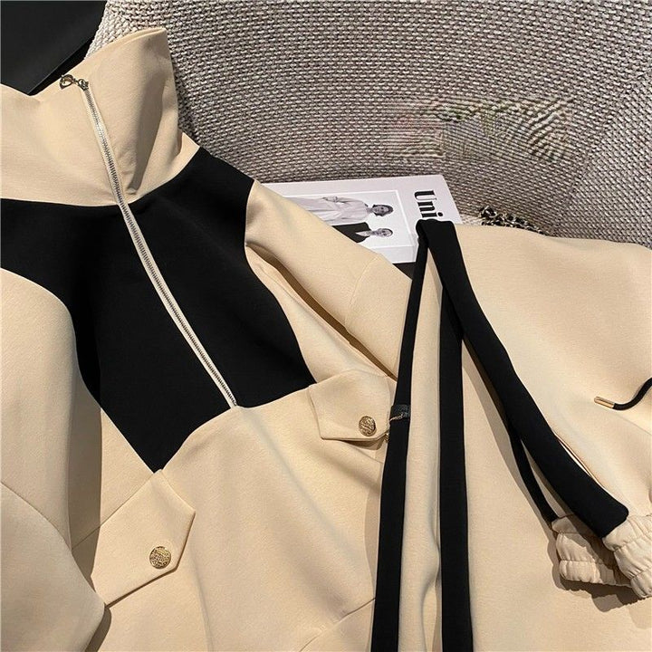 Kvinne Fashion Hettegenser med glidelås og kontrastdetaljer Skjora