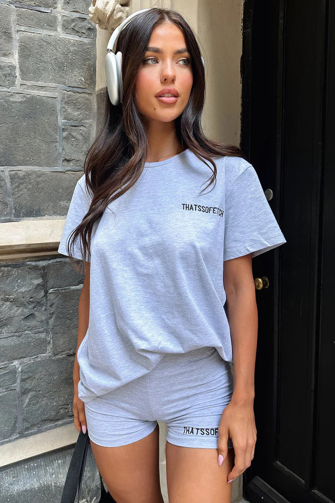 Dame Lounge-set med avslappet T-skjorte og shorts Skjora