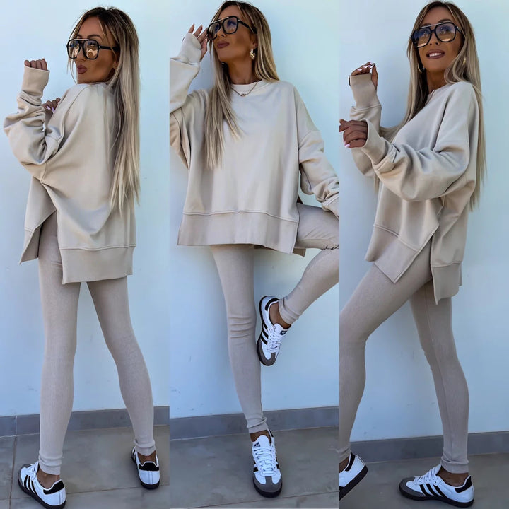 Kvinnens avslappede fritidsdrakt med myk sweat-stoff og trendy snitt Skjora
