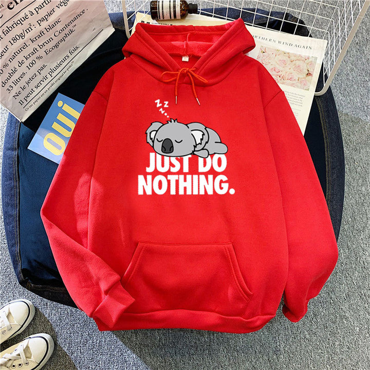 Damen Kapuzenpullover mit verspieltem Koala-Motiv und motivierendem Schriftzug Skjora