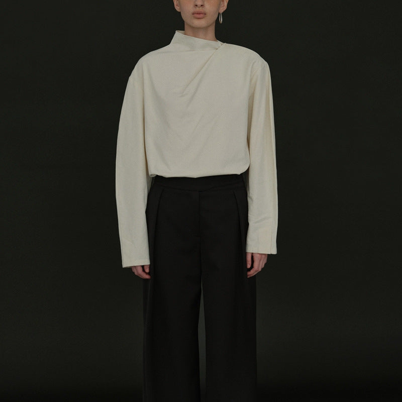Damer Elegante topp med asymmetrisk krage og lange ermer Skjora