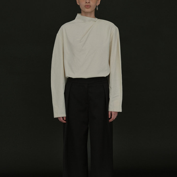 Damer Elegante topp med asymmetrisk krage og lange ermer Skjora