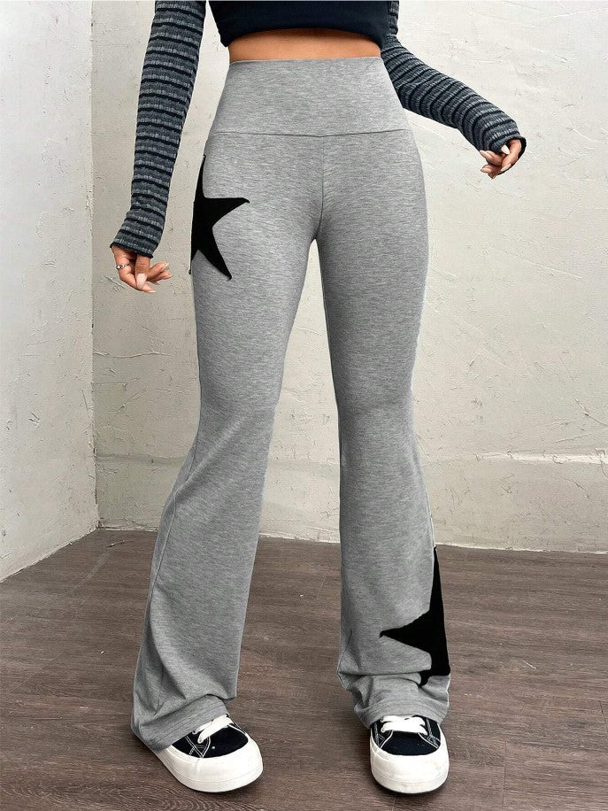 Damer ledige Bootcut-Leggins med stjernemotiv Skjora