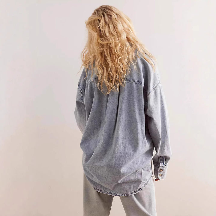 Dame Oversized Denim Skjorte Skjora