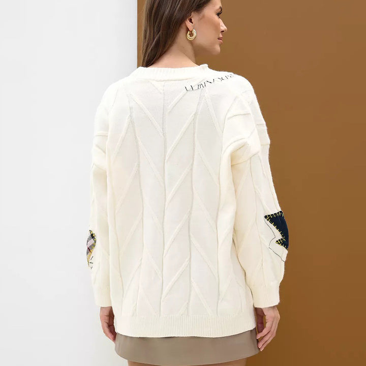 Dame cardigan med fargerik broderi Skjora