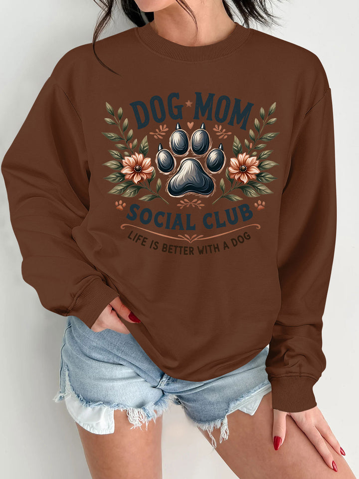 Kvinne sweatshirt med trendy hundemotiv og forbedret trykk Skjora