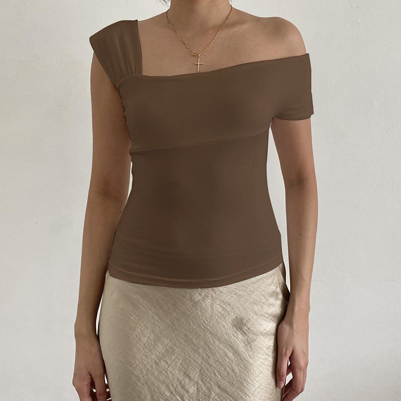Dame moderne asymmetrisk topp med trendy en-skulder-design Skjora
