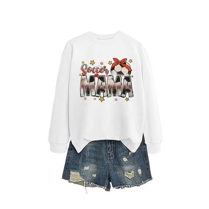 Dame sweatshirt med iøynefallende "Soccer Mama" trykk og komfortabel passform Skjora