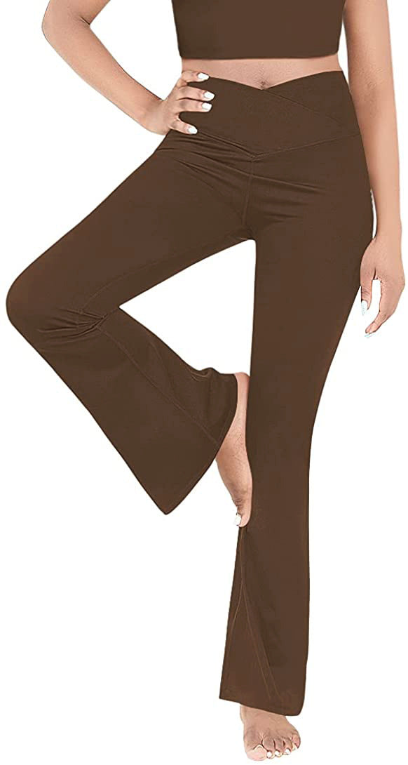 Dame Bootcut Yoga-bukse laget av elastisk materiale med høy midje Skjora