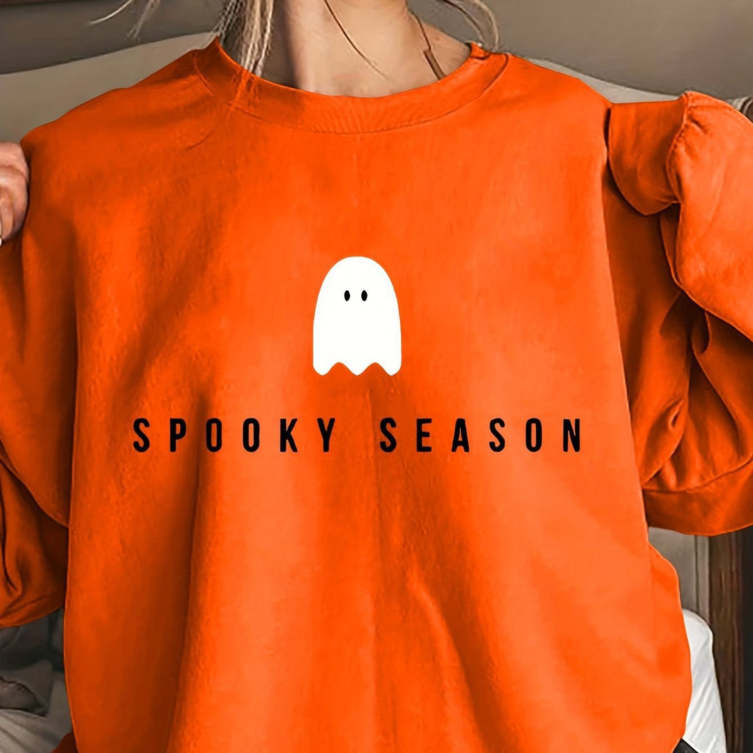 Damer sweatshirt med morsomt spøkelsemotiv og vid kutt Skjora