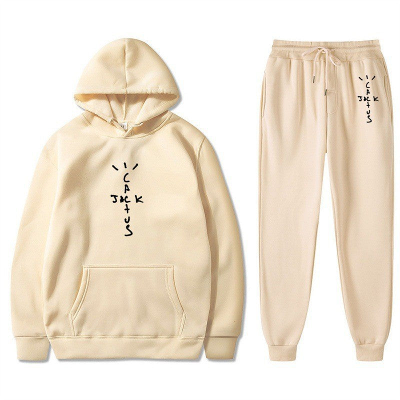 Damer Hoodie og Joggebukse Sett med Kreativ Skrift Skjora