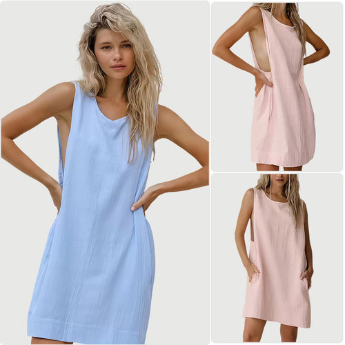 Women's Casual Long Sleeve Loose Fit Deep V-Neck Dress