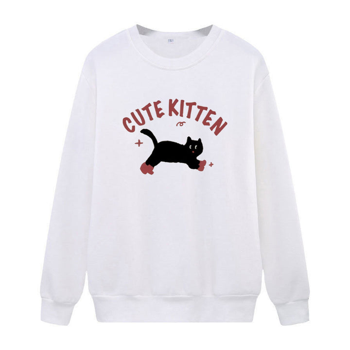Damegen Sweatshirt med kattemotiv Skjora