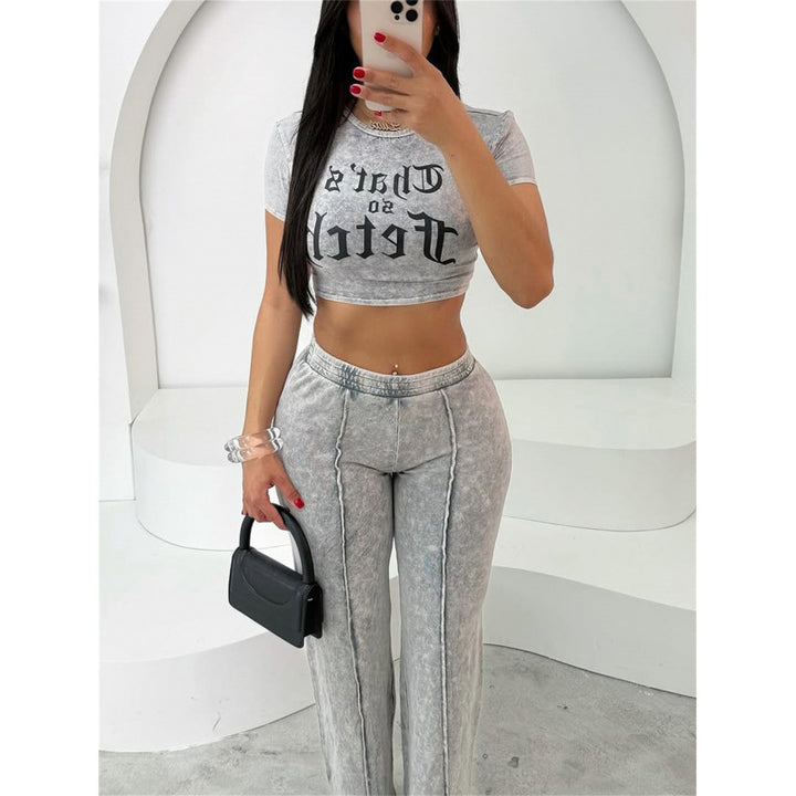Dame Trendy Crop-Top og vid bukse sett Skjora