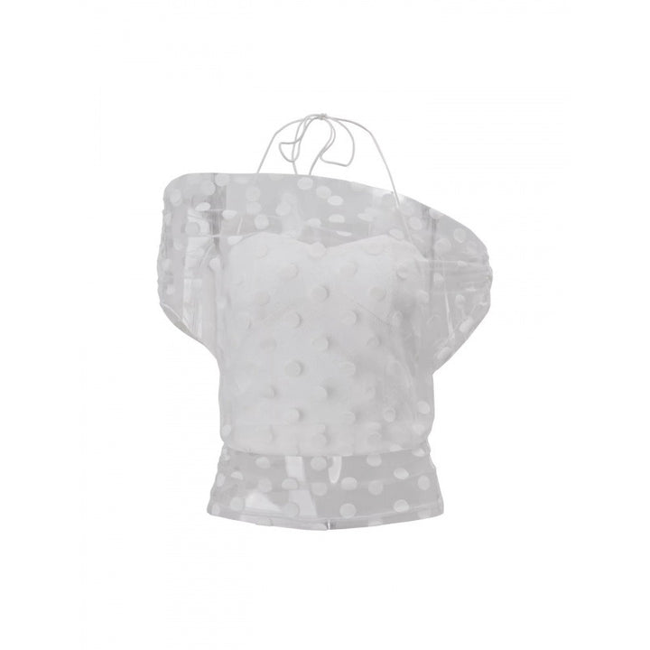 Dame Elegant off-shoulder topp med polka dots og rynking Skjora