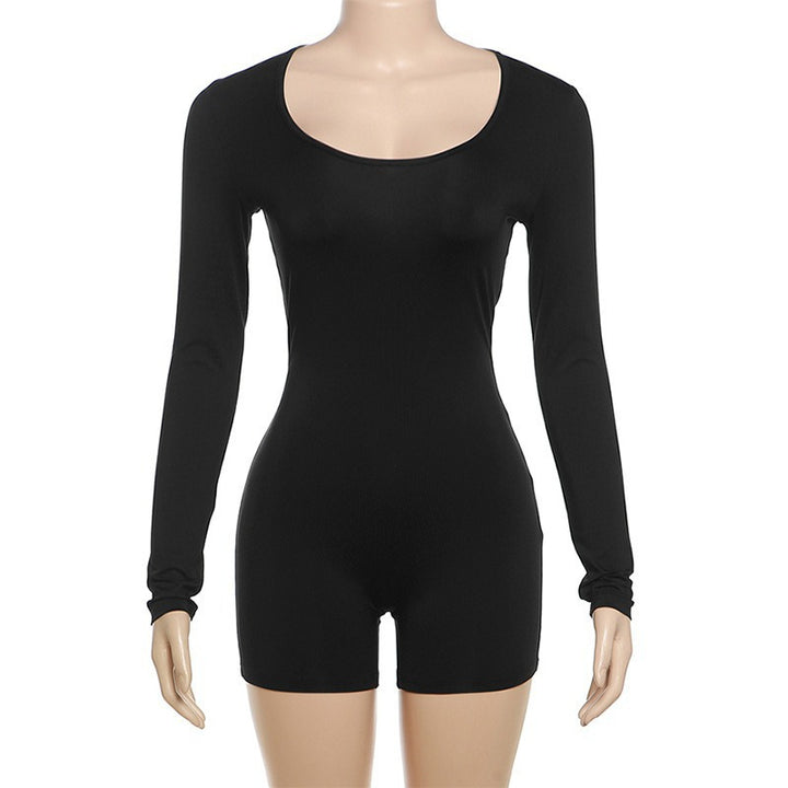 Damer Figurtilpasset Kortermet Jumpsuit med lang arm Skjora