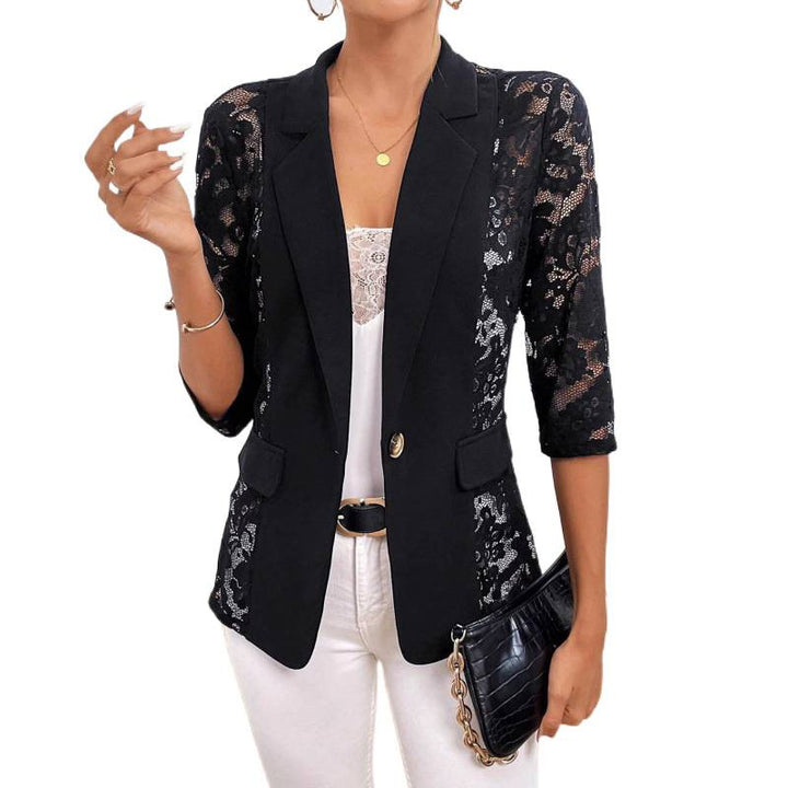 Dame Elegant Blazer med transparente spissinnsatser Skjora