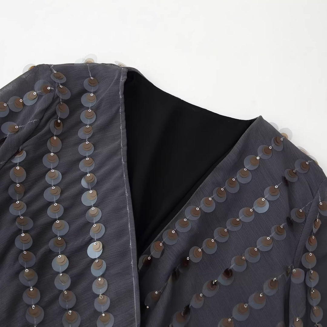 Damer Glamouroser Body med glitrende paljetter og innpakningsdesign Skjora