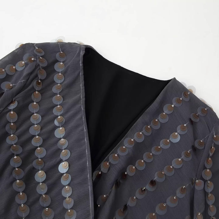 Damer Glamouroser Body med glitrende paljetter og innpakningsdesign Skjora