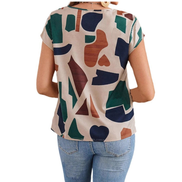 Dame casual bluse med geometrisk mønster Skjora
