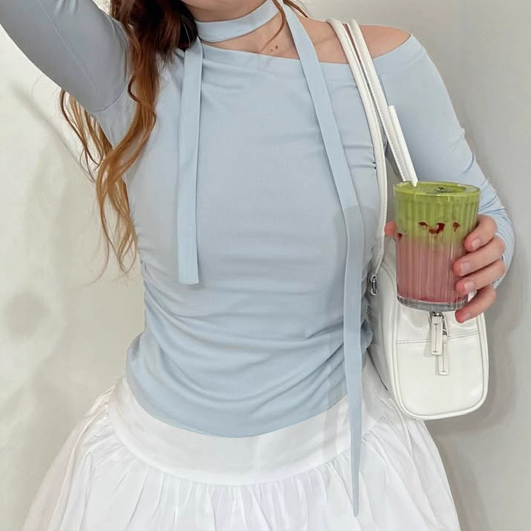 Dame Off-Shoulder Langermet med justerbar hals Skjora