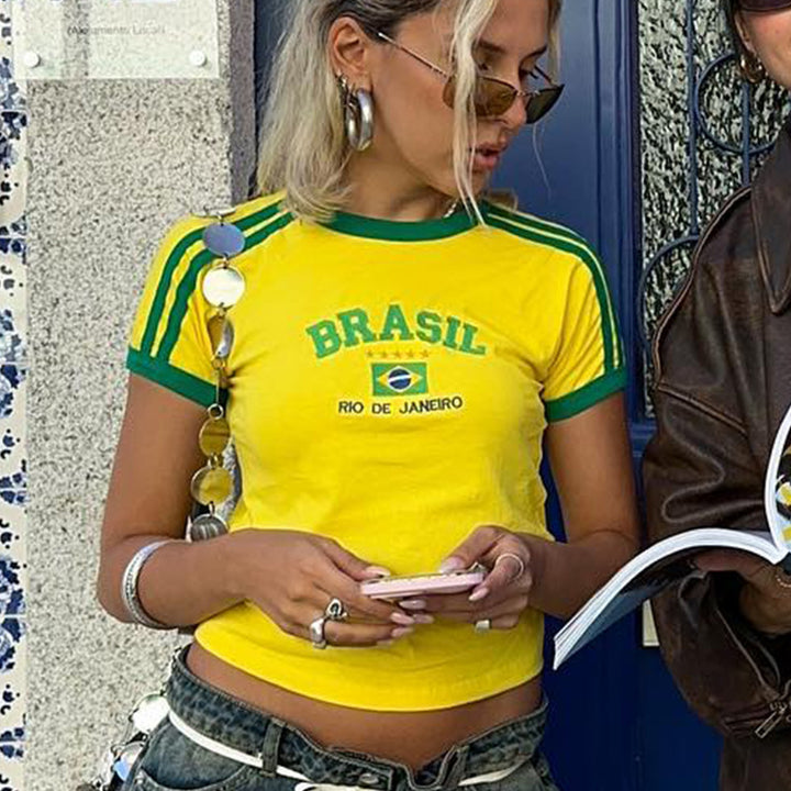 Damer sporty T-skjorte med avslappet London-print Skjora