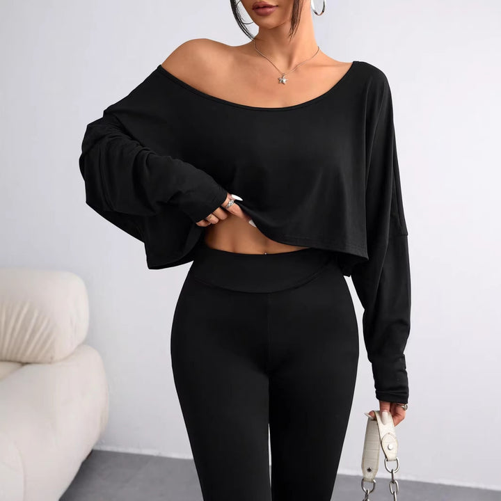 Dame Løs Crop-Top med vid passform og asymmetrisk utringning Skjora