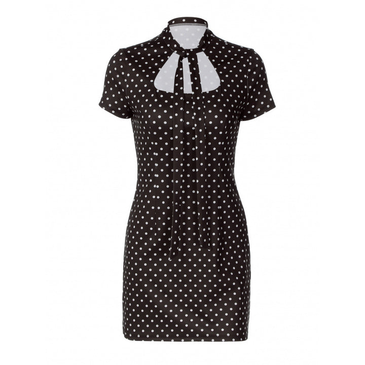 Dame Polka-dot Minikjole med stilig halterneck og figurnær silhuett Skjora