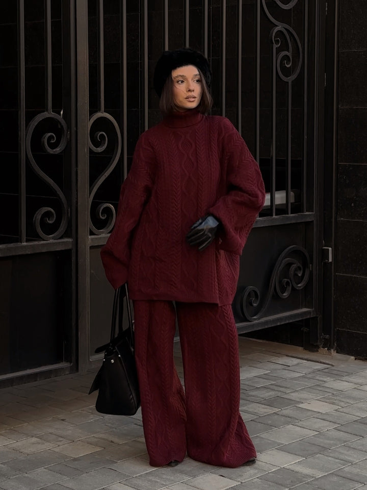 Damer koselige strikkede jumpsuit med kabelmønster Skjora