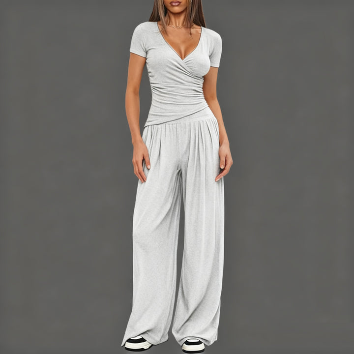 Dame Elegant Innpakking Jumpsuit med vid ben og stilige detaljer Skjora