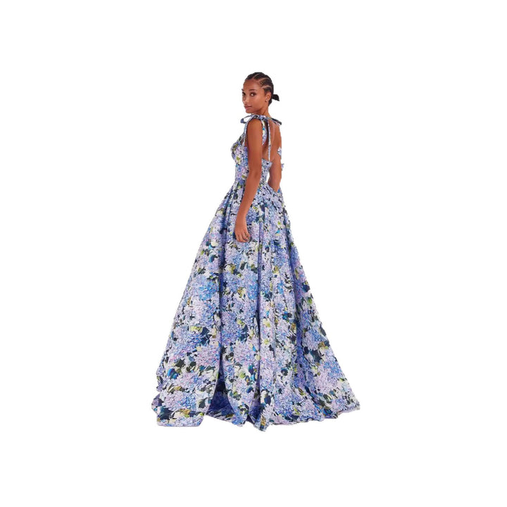 Kvinnelig Elegant Maxi Kjole med Av-Shoulder Stropper og Blomstertrykk