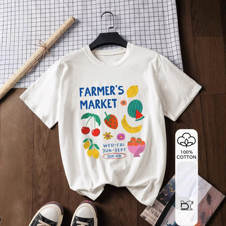 Dame T-skjorte med kreativ fruktdesign Skjora