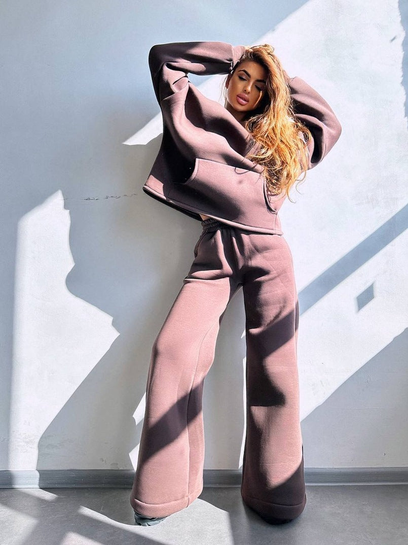Dames Relaxed Fit Hoodie en Palazzo Pants Set Skjora