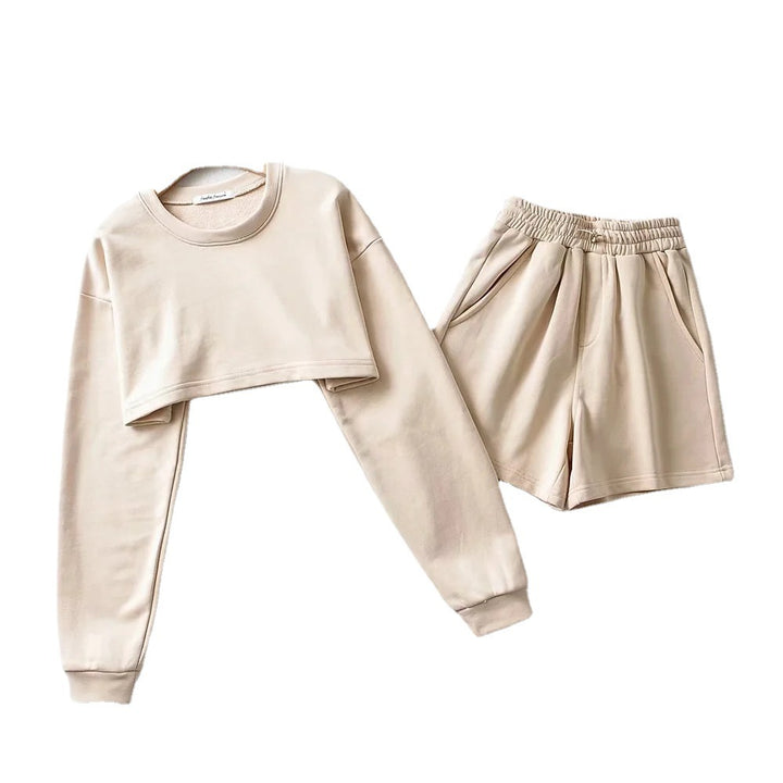 Kvinne casual crop top og shorts sett Skjora