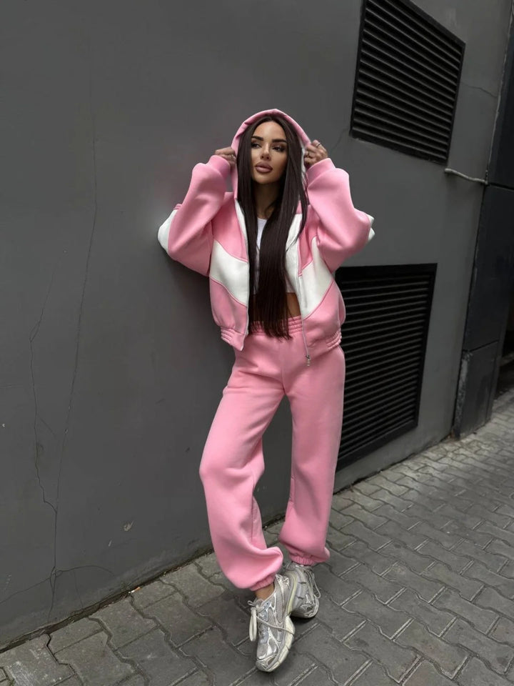 Dame casual joggebukse med hette og elastisk midjebånd Skjora
