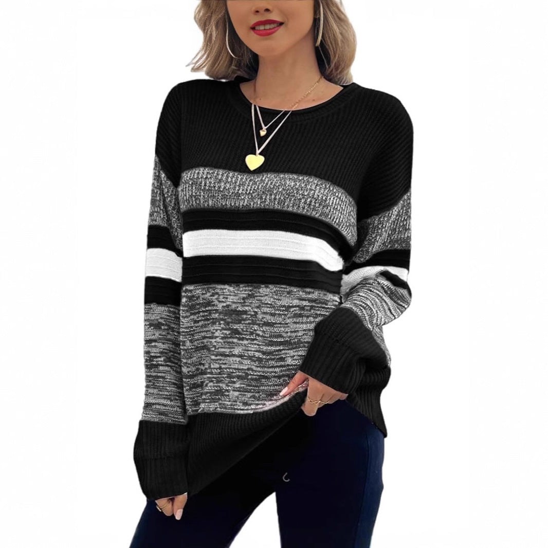 Kvinne casual genser med stripete design og løs passform Skjora