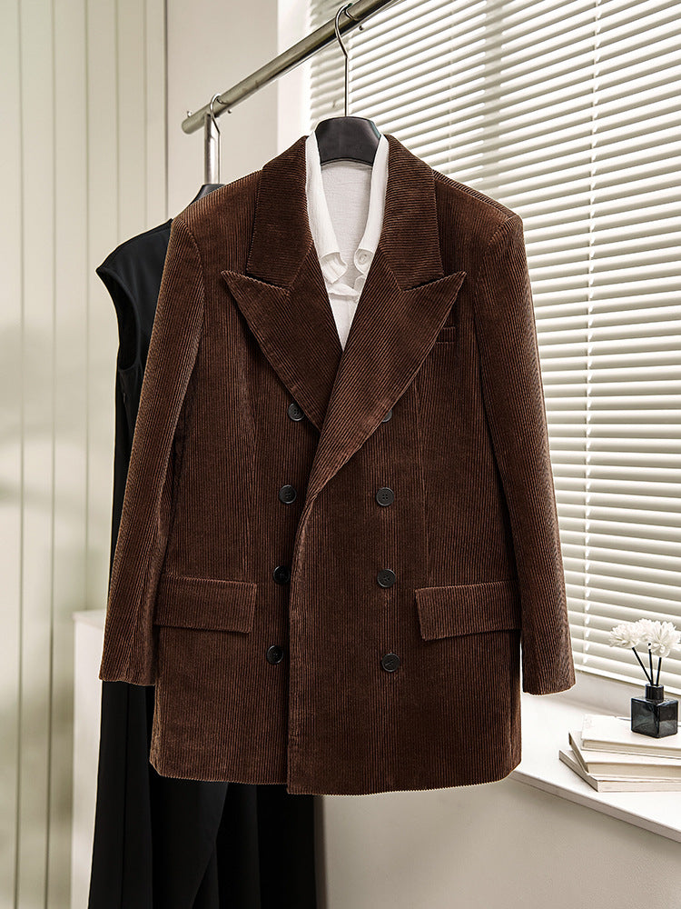 Damer elegant Cordblazer med dobbel knapperekke og klassisk snitt Skjora