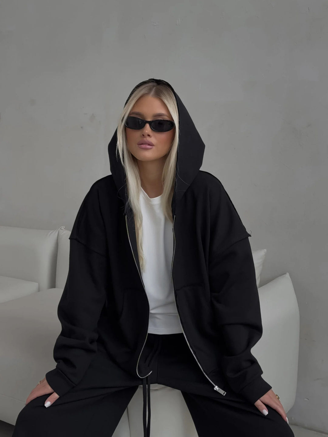 Kvinners komfortable oversized genser med casual joggebukser Skjora