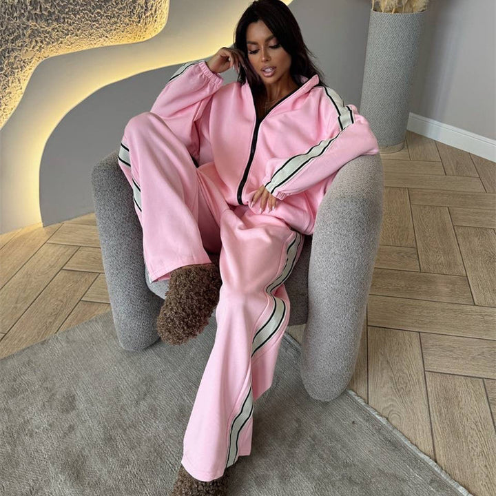 Women's Sporty Fleece Jogging Suit with High Side Slits Skjora