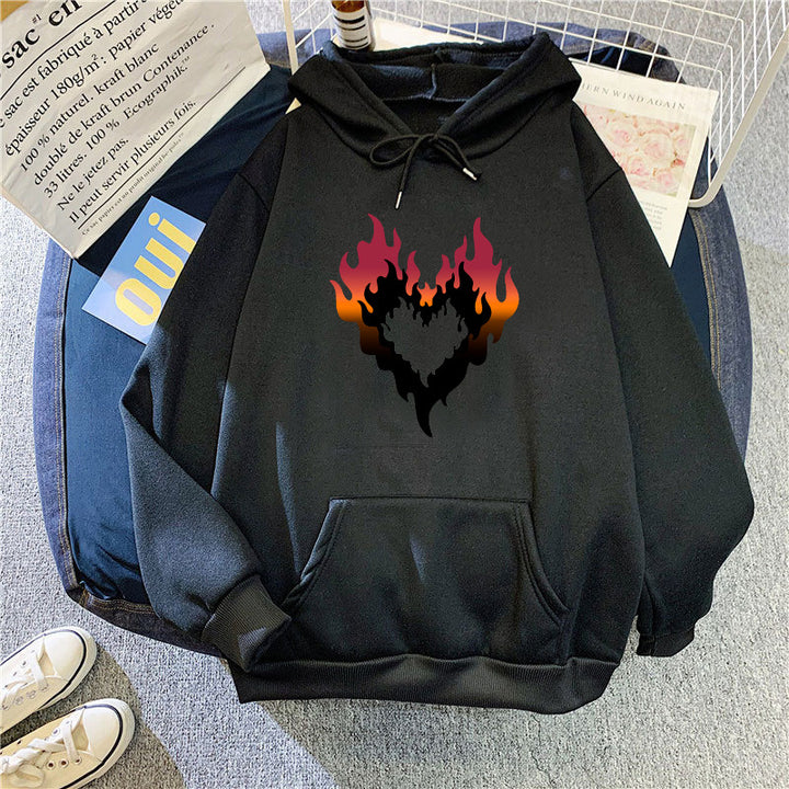 Dame hettegenser med kreativt flammehjerte-design Skjora