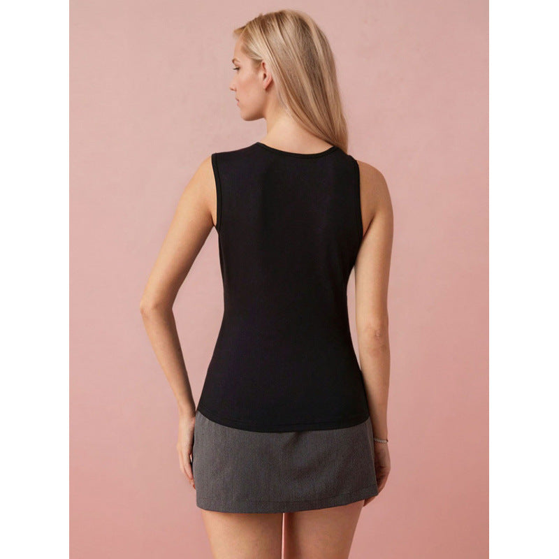 Dame Sporty Tank-Topp med foldet utsnitt og asymmetrisk kutt Skjora