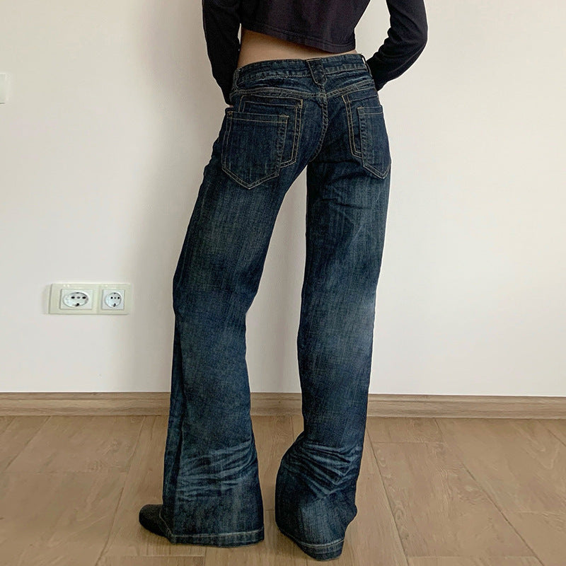 Damer Vidje Jeans i Vintage-stil med høy midje og stilige stikninger Skjora