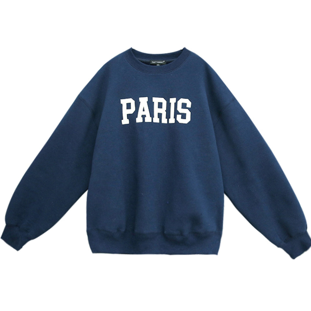 Dame avslappet sweatshirt med distinkte bokstaver Skjora