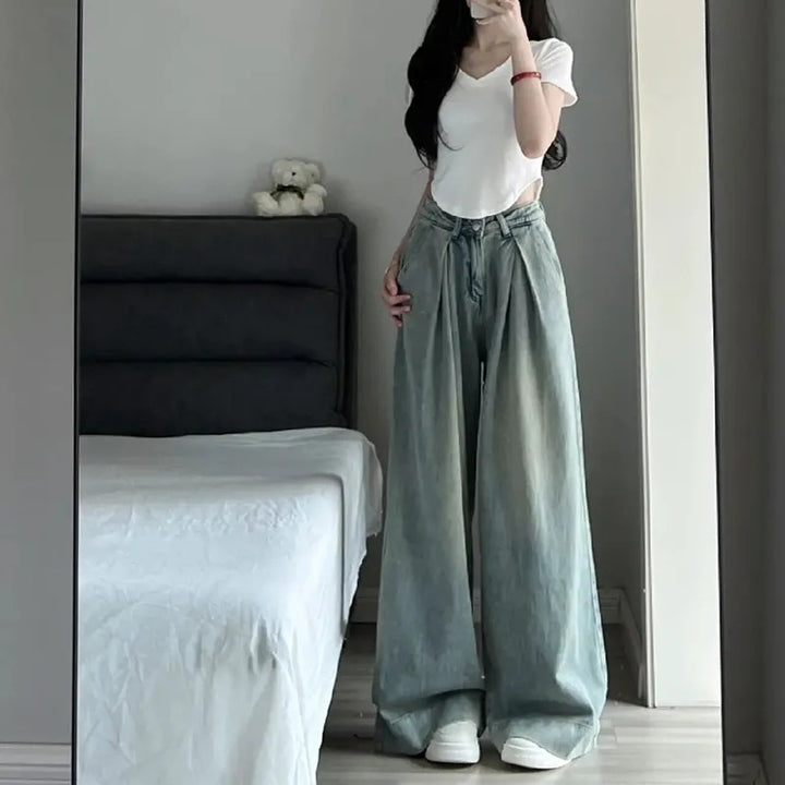 Damer Bred Klipping Høy Midje Jeans Skjora