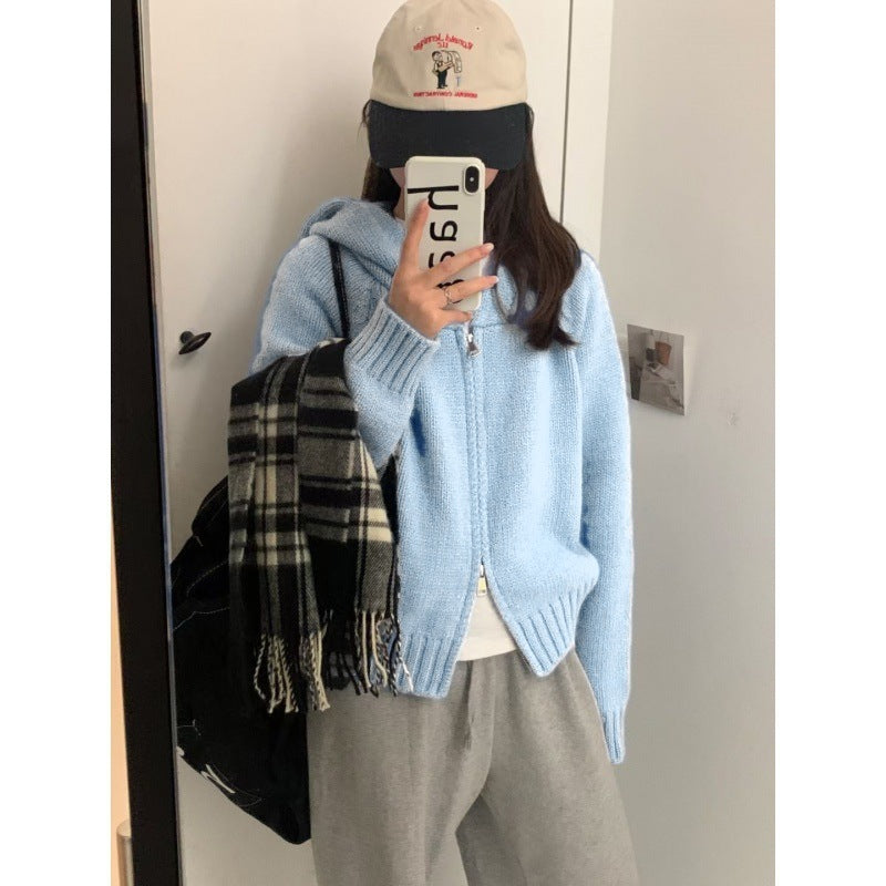 Kvinne Snuggly Hoodie Cardigan med Glidelås og Store Lommer Skjora