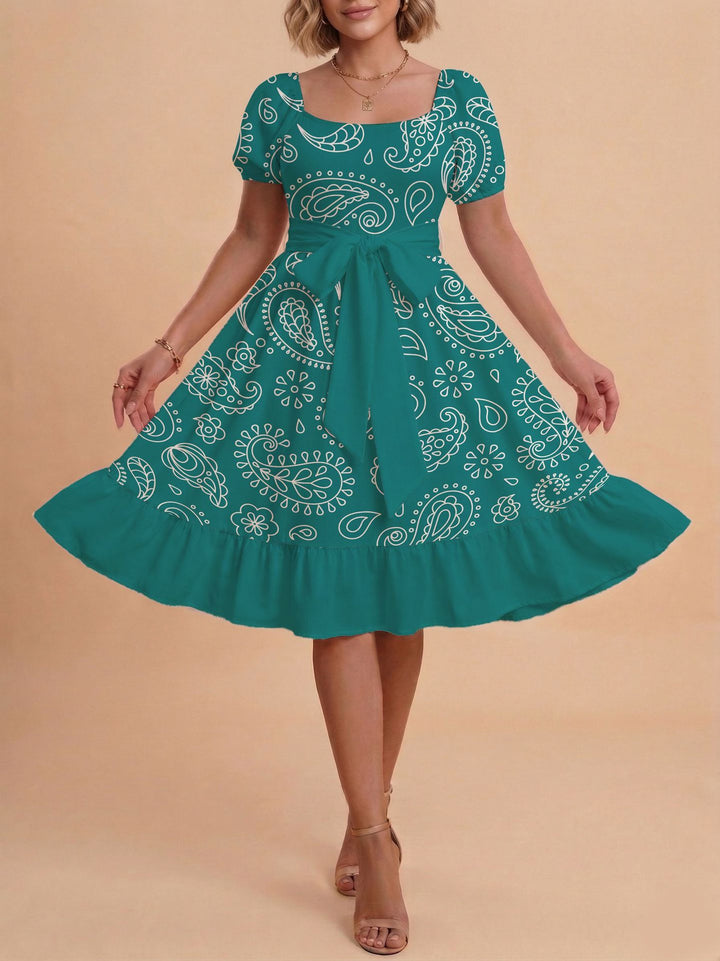 Damen Verspieltes Maxikleid mit Bärenmuster und taillierbarem Band Skjora
