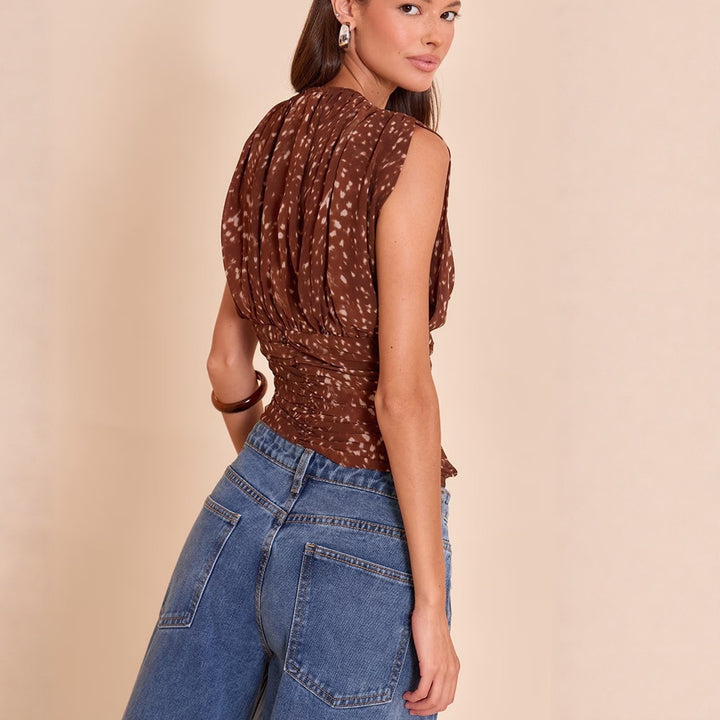 Dame Stilig Bluse med Rynking Skjora